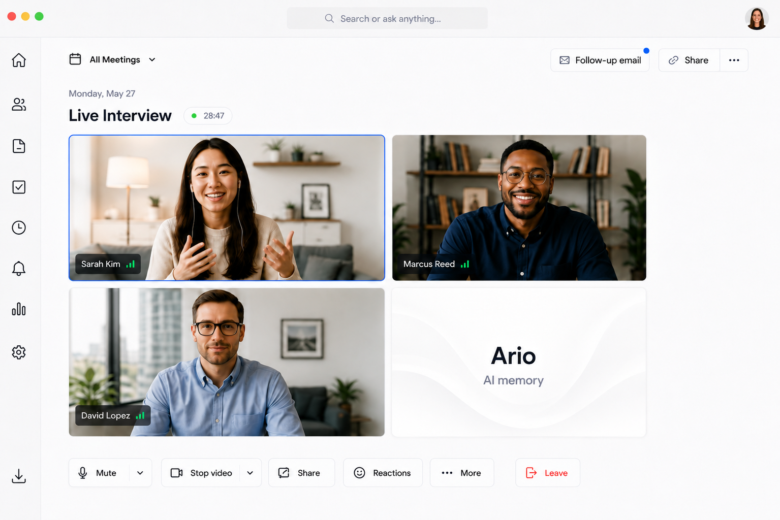 Live interview interface preview